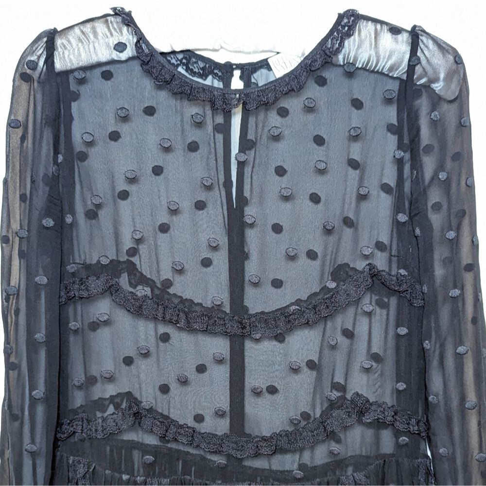 RED Valentino Silk Lace Sheer Black Mini Dress - Picture 2 of 15